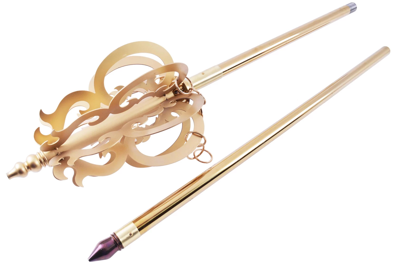 Bâton Zen Khakkara Démontable (12 anneaux), Inox Doré Bâton Zen Khakkara Démontable (12 Anneaux), Inox Doré -Boutique Kali Escrima baton zen khakkara demontable inox dore 1