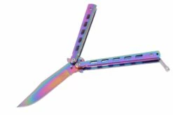 Couteau Papillon, Acier Inoxydable - Iridescent (22 Cm) -Boutique Kali Escrima couteau papillon acier inoxydable iridescent 22 cm 2