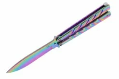 Couteau Papillon, Iridescent V2 - Acier Inoxydable (22 Cm) -Boutique Kali Escrima couteau papillon acier inoxydable iridescent v2 22 cm 1