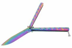 Couteau Papillon, Iridescent V2 - Acier Inoxydable (22 Cm) -Boutique Kali Escrima couteau papillon acier inoxydable iridescent v2 22 cm 2