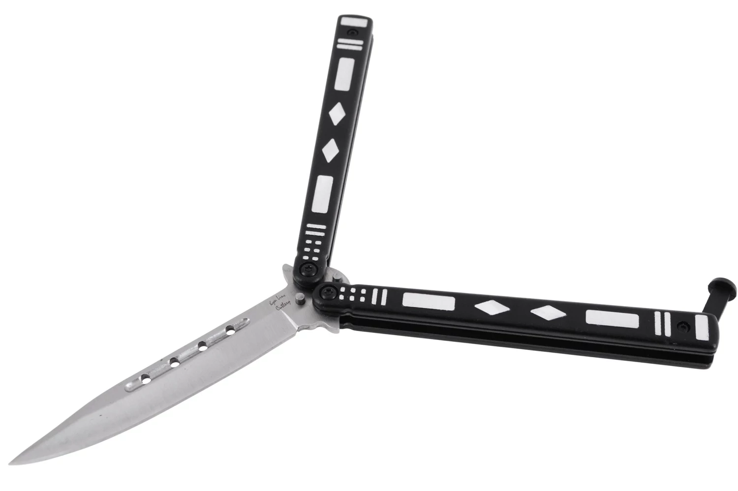 Couteau Papillon Noir avec motifs gris - Acier inoxydable (23cm) Couteau Papillon Noir Avec Motifs Gris - Acier Inoxydable (23cm) -Boutique Kali Escrima couteau papillon noir et gris avec motifs 23cm 2