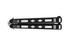 Couteau Papillon Noir Avec Motifs Gris - Acier Inoxydable (23cm) 6 Couteau Papillon Noir Avec Motifs Gris - Acier Inoxydable (23cm) -Boutique Kali Escrima couteau papillon noir et gris avec motifs 23cm 4