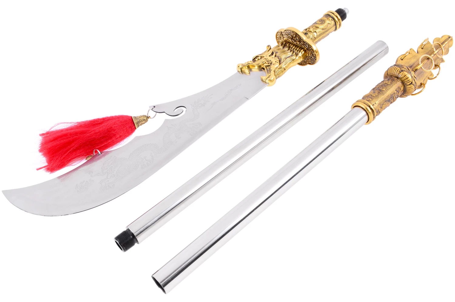 Hallebarde Démontable Guan Dao, Xin Guan Yue Dorée - Rigide Hallebarde Démontable Guan Dao, Xin Guan Yue Dorée - Rigide -Boutique Kali Escrima hallebarde demontable guan dao xin guan yue doree rigide 6