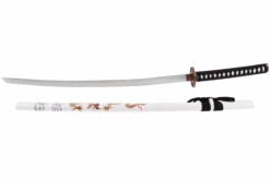 Katana Iaïto Dragon Doré, Blanc & Tressage Noir