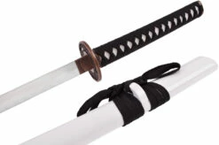 Katana Iaïto Dragon Doré, Blanc & Tressage Noir -Boutique Kali Escrima katana iaito dragon dore blanc tressage noir 3