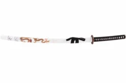 Katana Iaïto Dragon Doré, Blanc & Tressage Noir -Boutique Kali Escrima katana iaito dragon dore blanc tressage noir 5