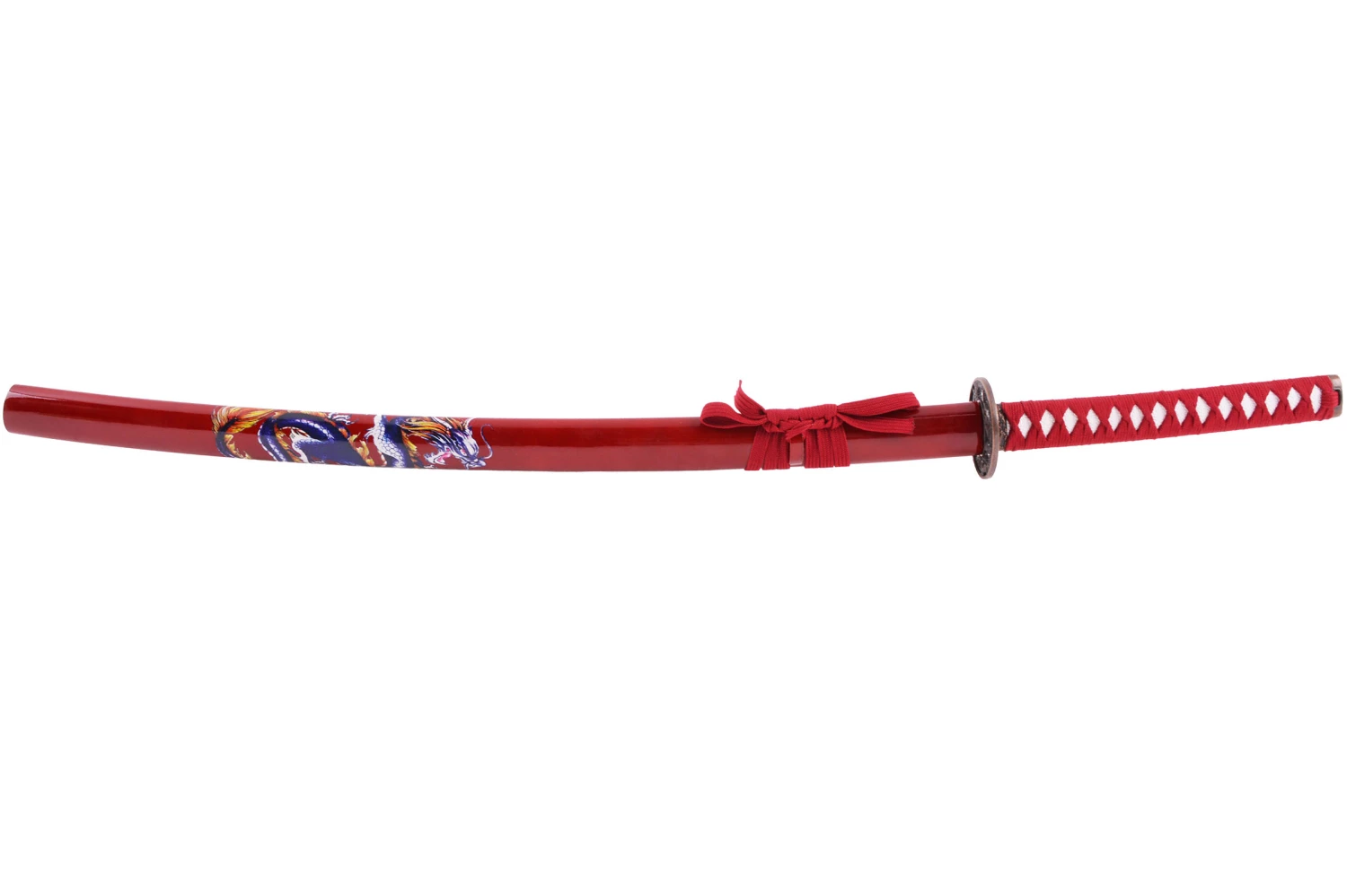 Katana Iaïto Dragon, Rouge & Tressage Rouge 8 Katana Iaïto Dragon, Rouge & Tressage Rouge – Image 6