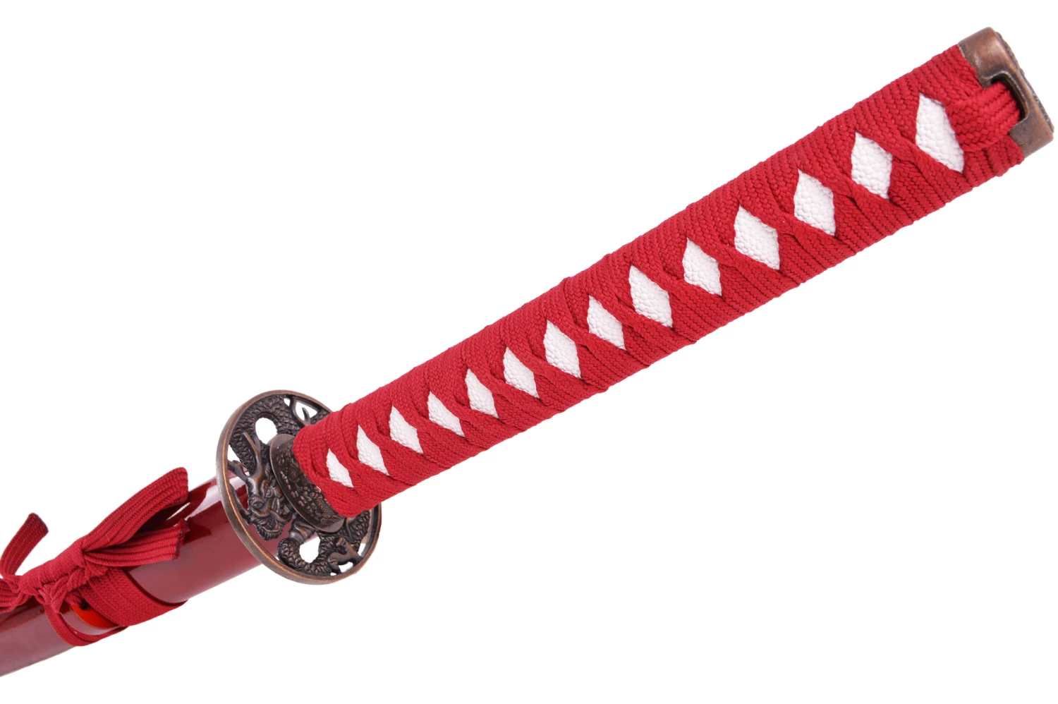 Katana Iaïto Dragon, Rouge & Tressage Rouge 11 Katana Iaïto Dragon, Rouge & Tressage Rouge – Image 9