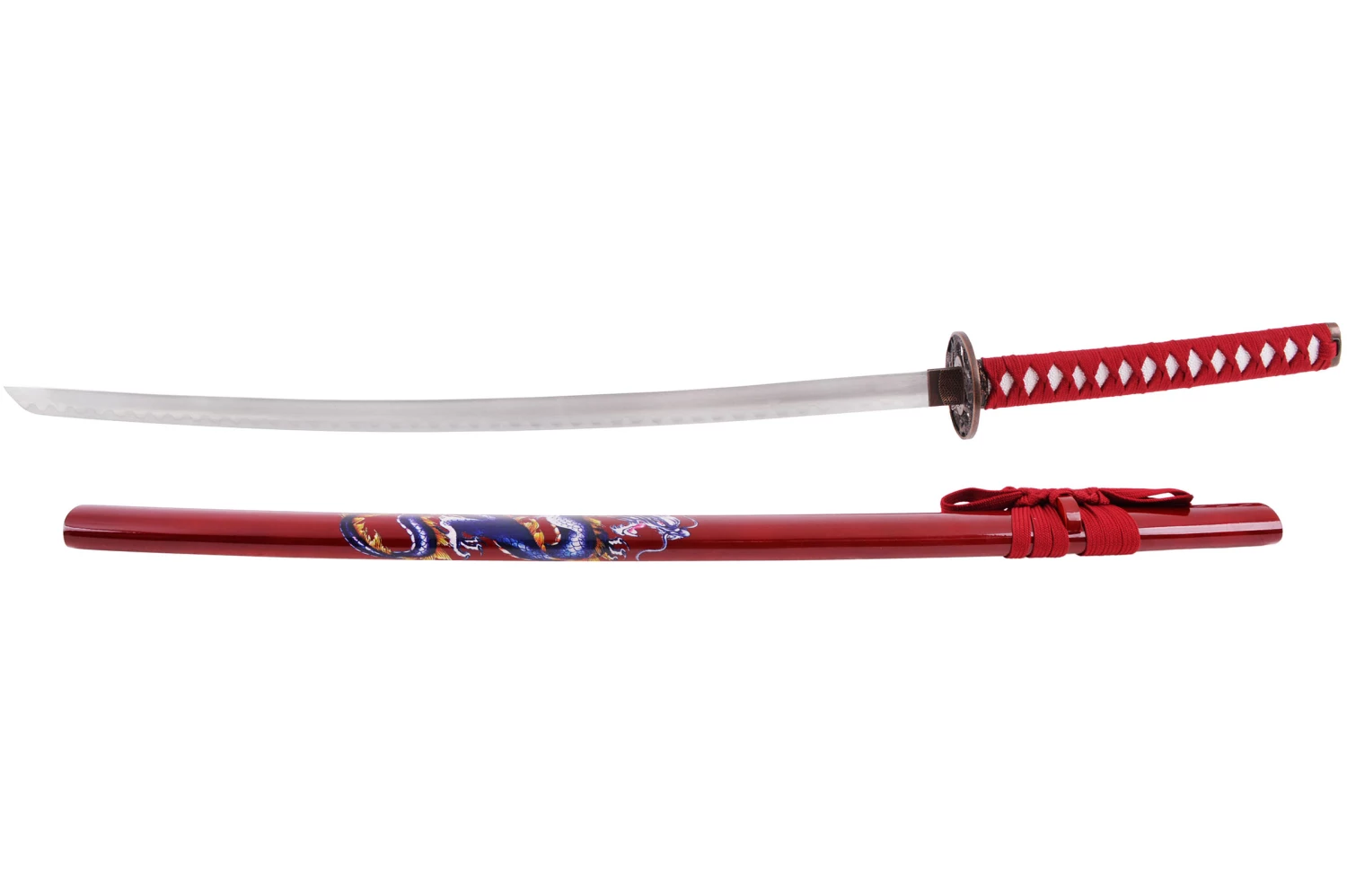 Katana Iaïto Dragon, Rouge & Tressage Rouge 3 Katana Iaïto Dragon, Rouge & Tressage Rouge