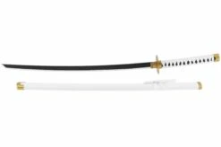 Katana Réaliste Blanc, Garde Ronde, Baohu - Réplique Bambou
