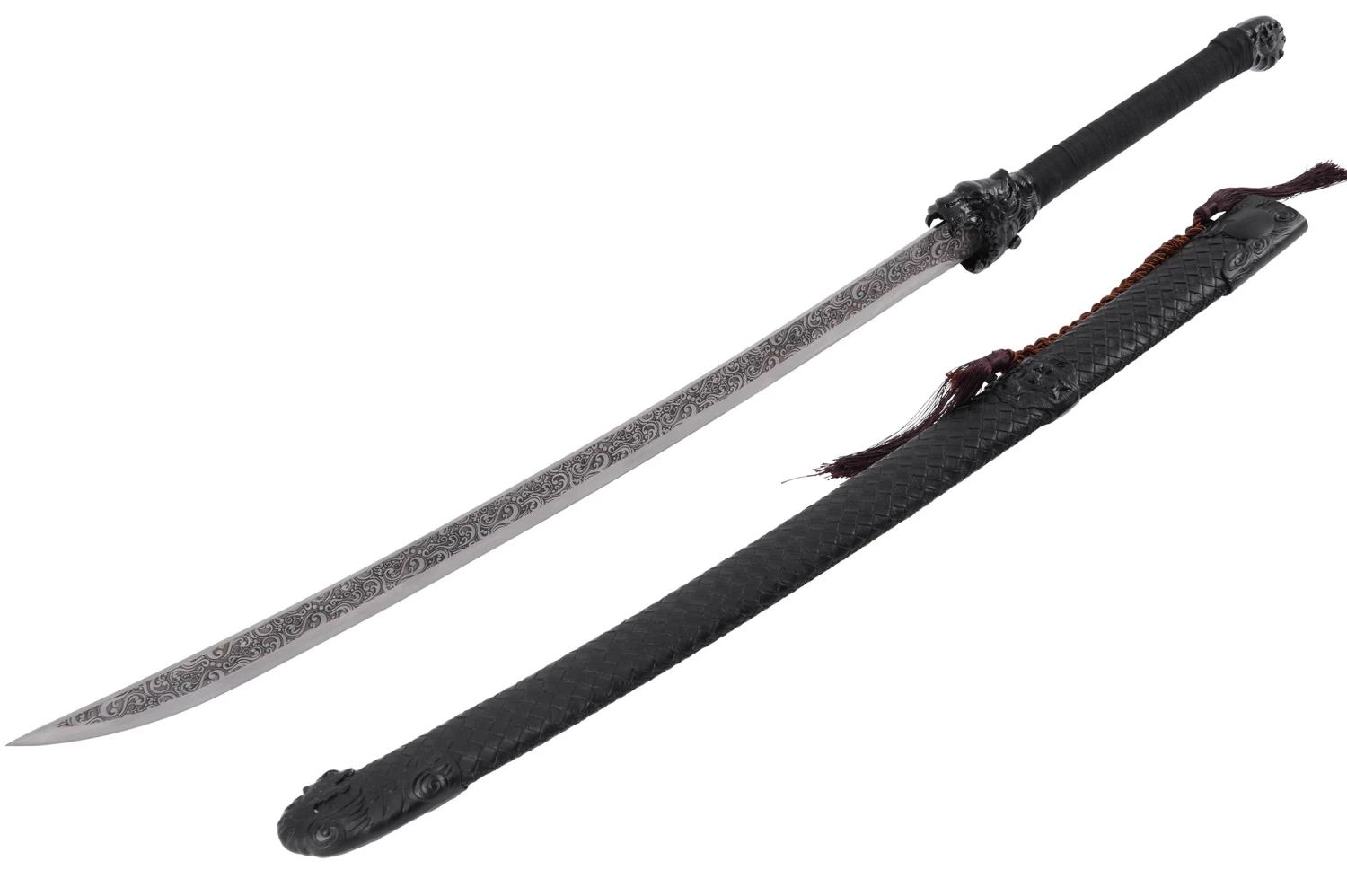 Sabre De La Dynastie Qing - Liuyedao à Tête De Tigre, Rigide Aiguisé 4 Sabre De La Dynastie Qing - Liuyedao à Tête De Tigre, Rigide Aiguisé – Image 2