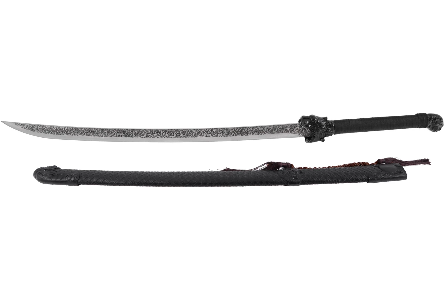 Sabre De La Dynastie Qing - Liuyedao à Tête De Tigre, Rigide Aiguisé 3 Sabre De La Dynastie Qing - Liuyedao à Tête De Tigre, Rigide Aiguisé