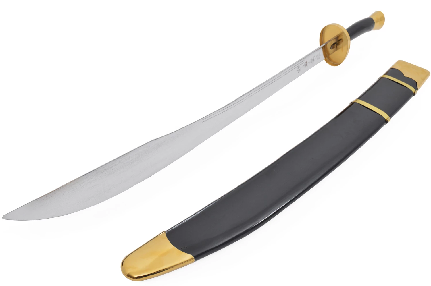 Sabre Entraînement Kungfu, Avec Fourreau, Noir/Doré - Semi Flexible Sabre Entraînement Kungfu, Avec Fourreau, Noir/Doré - Semi Flexible -Boutique Kali Escrima sabre entrainement kungfu avec fourreau noirdore 1