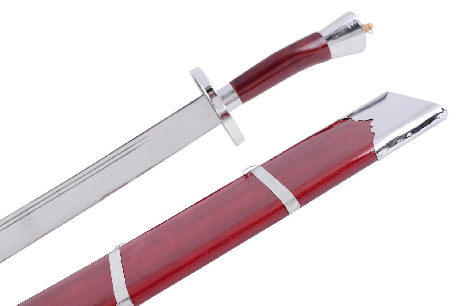 Sabre Entraînement Kungfu, Avec Fourreau, Rouge/Argent - Semi Flexible Sabre Entraînement Kungfu, Avec Fourreau, Rouge/Argent - Semi Flexible -Boutique Kali Escrima sabre entrainement kungfu avec fourreau rougeargent semi flexible 3